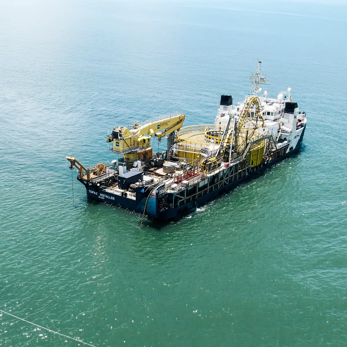 Topaz Installer pipeline laying vessel conducting offshore installation operations for the Tarchon Interconnector